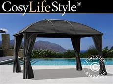 Cenador San Jose con cortinas y mosquitera, 3x4m, Negro