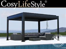 Cenador pérgola bioclimática San Pablo Alu+, 3x4m, Negro