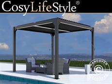 Cenador pérgola bioclimática San Pablo Alu+, 4x4m, Negro