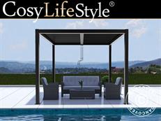 Cenador Pérgola bioclimática San Pablo Alu+, 3x3m, Negro