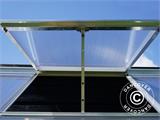 Veggdrivhus i polykarbonat, 2,4m², 1,25x1,92x2,21m m/sokkel, aluminium