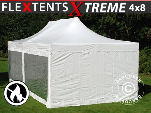 Quick-up telt FleXtents Xtreme 50 Heavy Duty 4x8m Hvit, inkl. 6 sider