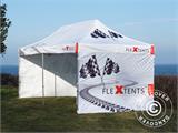 Tente pliante FleXtents PRO avec impression numérique, 3x3m, incl. 4 parois