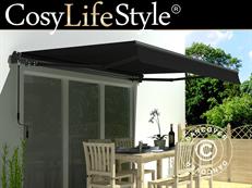 Awning w/Crank handle, 2.95x2.5 m, Black/Black Frame