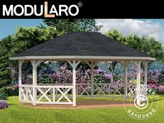Wooden Gazebo w/Wooden floor, 4.67x6.17x3.62 m, 25 m², Floor Natural