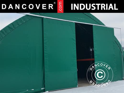 Sliding gate 3x3 m for storage shelter, arched tent 9 m, PVC, Green