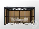 Louvre wall f/bioclimatic pergola gazebo San Pablo, 1.23x2.175 m, Wood Finish/Black