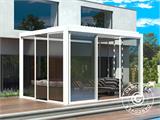 Sliding door set w/glass for pergola San Pablo, 4 m, White