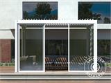 Sliding door set w/glass for pergola San Pablo, 4 m, White