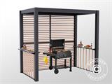 Paroi avec persiennes pour nos pergolas pour barbecues San Juan, 1,1x2,18m, Noir/Aspect bois, 1 pc.