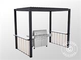 Set de vallas laterales de pérgola para barbacoa San Juan, Negro/Aspecto madera, 2 unidades