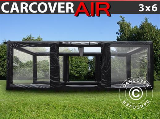 Garaje hinchable 3x6m, PVC, Negro/Transparente con turbina sopladora