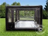 Aufblasbare Garage 3x6m, PVC, schwarz/durchsichtig mit Luftgebläse