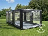 Garaje hinchable 3x6m, PVC, Negro/Transparente con turbina sopladora