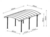 Carport Boston, 3.03x5.05x2.22 m, Grey