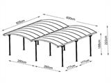 Double carport Boston, 6x5.05x2.22 m, Grey