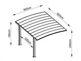 Carport Boston, 3x5x2.4 m, Grey