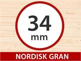 Redskabsskur i træ, anneks Riga 4,25x2,8x2,22m, 34mm, Natur