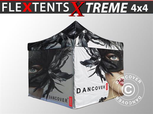 Tente pliante FleXtents Xtreme 50 avec impression numérique, 4x4m, incl. 4 parois