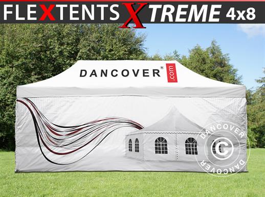 Tente pliante FleXtents Xtreme 50 avec impression numérique, 4x8m, incl. 4 parois