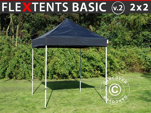 Pop up gazebo FleXtents Basic v.2, 2x2 m Black