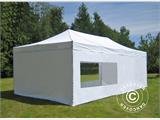 Faltzelt FleXtents PRO Steel 4x8m Weiß, Flammenhemmend, mit 6 Seitenwänden