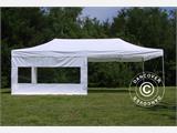 Faltzelt FleXtents PRO Steel 4x8m Weiß, Flammenhemmend, mit 6 Seitenwänden