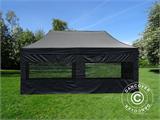 Faltzelt FleXtents PRO Steel 3x6m Schwarz, mit 6 Seitenwänden