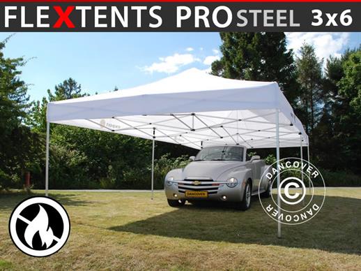 Carpa plegable FleXtents PRO Steel 3x6m Blanco, Ignífuga