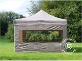 Tente pliante FleXtents PRO Steel 4x4m Latte, avec 4 cotés