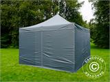 Tente pliante FleXtents PRO Steel 4x4m Gris, avec 4 cotés