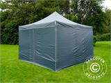 Tente pliante FleXtents PRO Steel 4x4m Gris, avec 4 cotés