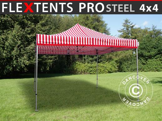 Vouwtent/Easy up tent FleXtents PRO Steel 4x4m Gestreept