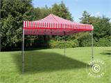 Tente pliante FleXtents PRO Steel 4x4m Rayé, avec 4 cotés