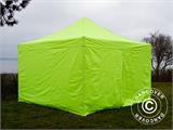 Tente pliante FleXtents PRO Steel 4x4m Néon jaune/vert, avec 4 cotés