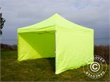 Tente pliante FleXtents PRO Steel 4x4m Néon jaune/vert, avec 4 cotés