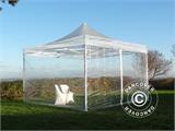 Tente pliante FleXtents PRO Steel 4x4m Transparent, avec 4 cotés