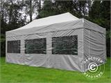 Faltzelt FleXtents PRO Steel 4x6m Latte, mit 8 Seitenwänden