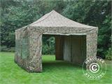 Pop up gazebo FleXtents PRO Steel 4x6 m Camouflage/Military, incl. 8 sidewalls