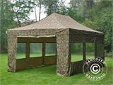 Faltzelt FleXtents PRO Steel 4x6m Camouflage, mit 8 Seitenwänden