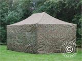 Faltzelt FleXtents PRO Steel 4x6m Camouflage, mit 8 Seitenwänden