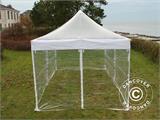 Prekybinė palapinė FleXtents PRO Steel 4x6m Permatoma, įsk. 8 šonines sienas