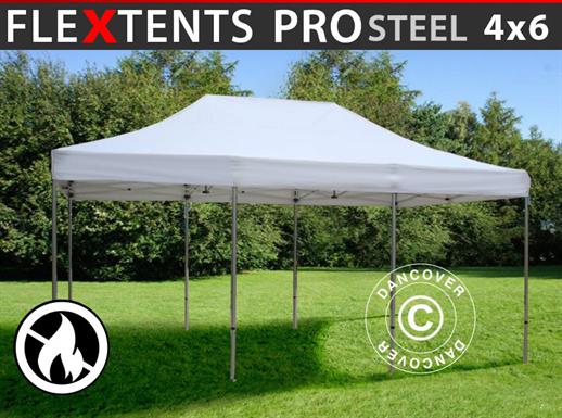 Namiot Ekspresowy FleXtents PRO Steel 4x6m Biały, Ogniotrwale