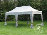 Vouwtent/Easy up tent FleXtents PRO Steel 3x6m Latte, incl. 6 decoratieve gordijnen