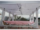 Tente Pliante FleXtents PRO Steel 4x6m Blanc, avec 8 rideaux décoratifs