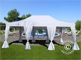 Carpa plegable FleXtents PRO Steel 4x6m Blanco, incl. 8 lados & cortinas decorativas