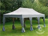 Gazebo pieghevole FleXtents PRO Steel 4x6m Latte, incl. 8 tendaggi decorativi