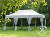 Gazebo pieghevole FleXtents PRO Steel 4x6m Latte, incl. 8 tendaggi decorativi