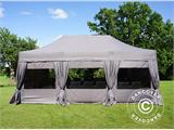 Pop up gazebo FleXtents PRO Steel 4x6 m Latte, incl. 8 sidewalls & decorative curtains