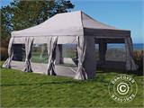 Pop up gazebo FleXtents PRO Steel 4x6 m Latte, incl. 8 sidewalls & decorative curtains